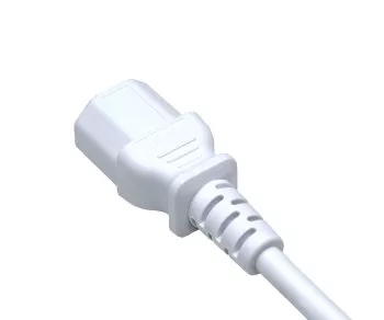 Cavo di rete Europa CEE 7/7 90° a C13, 0,75mm², VDE, bianco, scatola DINIC con foro Euro, lunghezza 1,80m